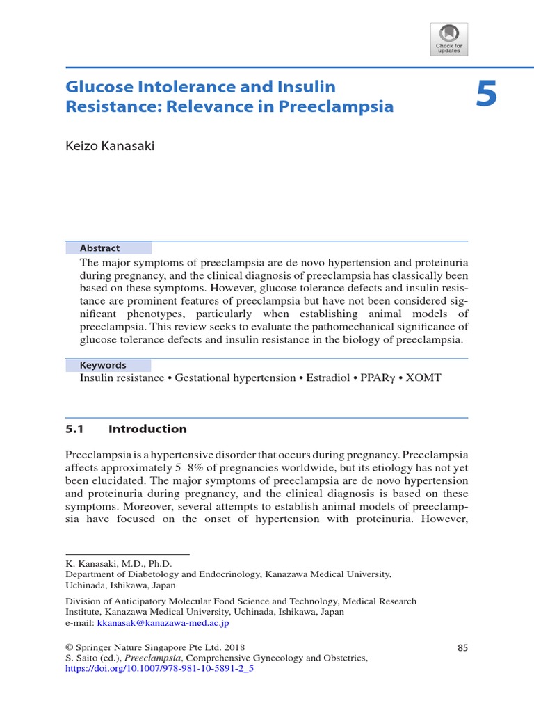 Glucose Intolerance and Insulin Resistance: Relevance in Preeclampsia ...