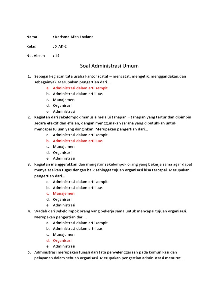 Soal Administrasi Umum Pdf