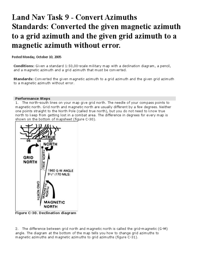 Azimuth Conversion for Land Navigation | PDF | Compass | Scientific ...