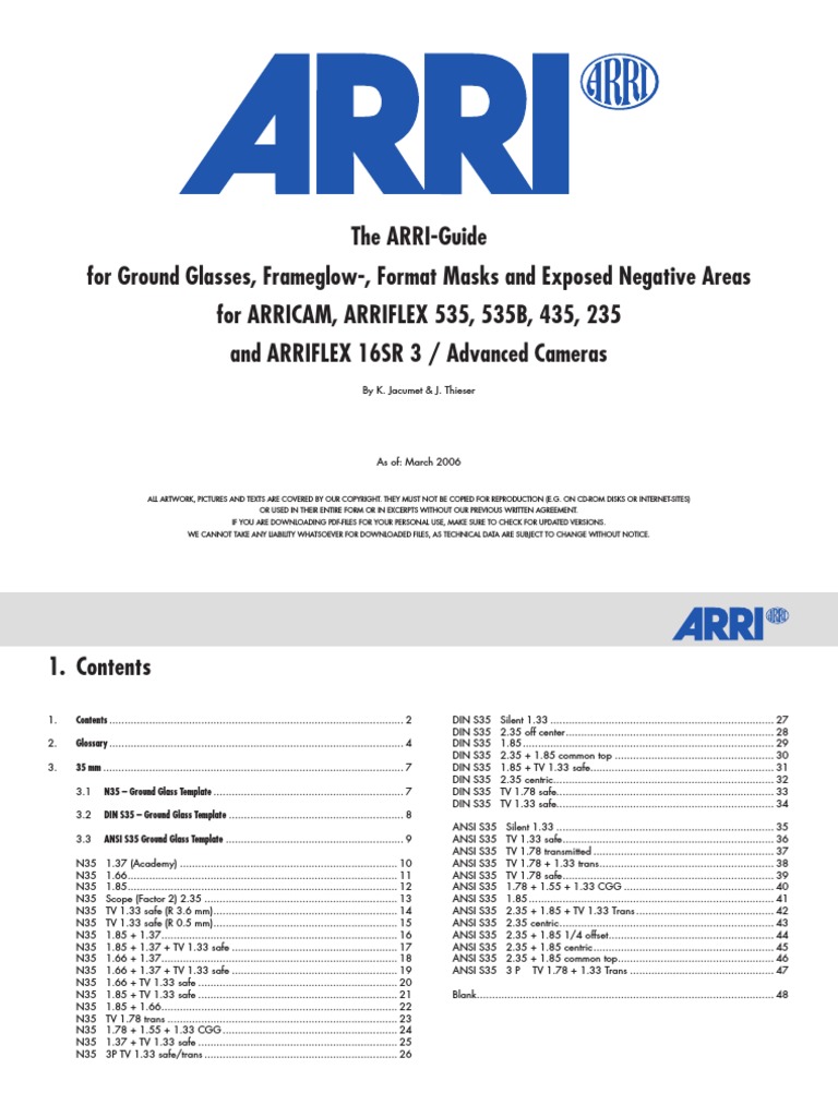 The ARRI-Guide For Ground Glasses, Frameglow-, Format Masks and Exposed ...