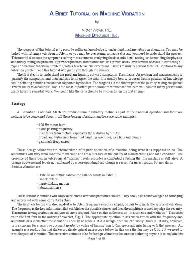 Vibration Analysis | PDF | Bearing (Mechanical) | Resonance