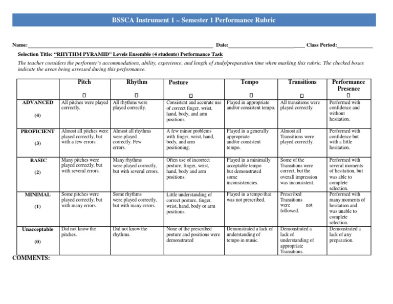 Rhythm Pyramid Performance Rubric | PDF | Rubric (Academic) | Hand