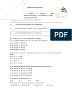 Evaluacion de Matematica Para 6º Basico