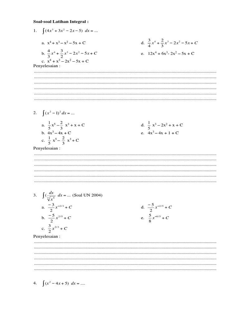 Latihan Soal Integral Matematika | PDF