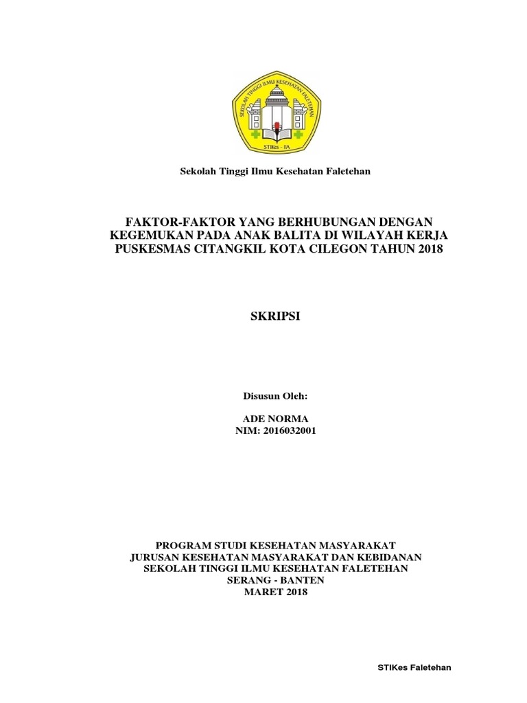 Skripsi Kesehatan Masyarakat 2018 Pejuang Skripsi