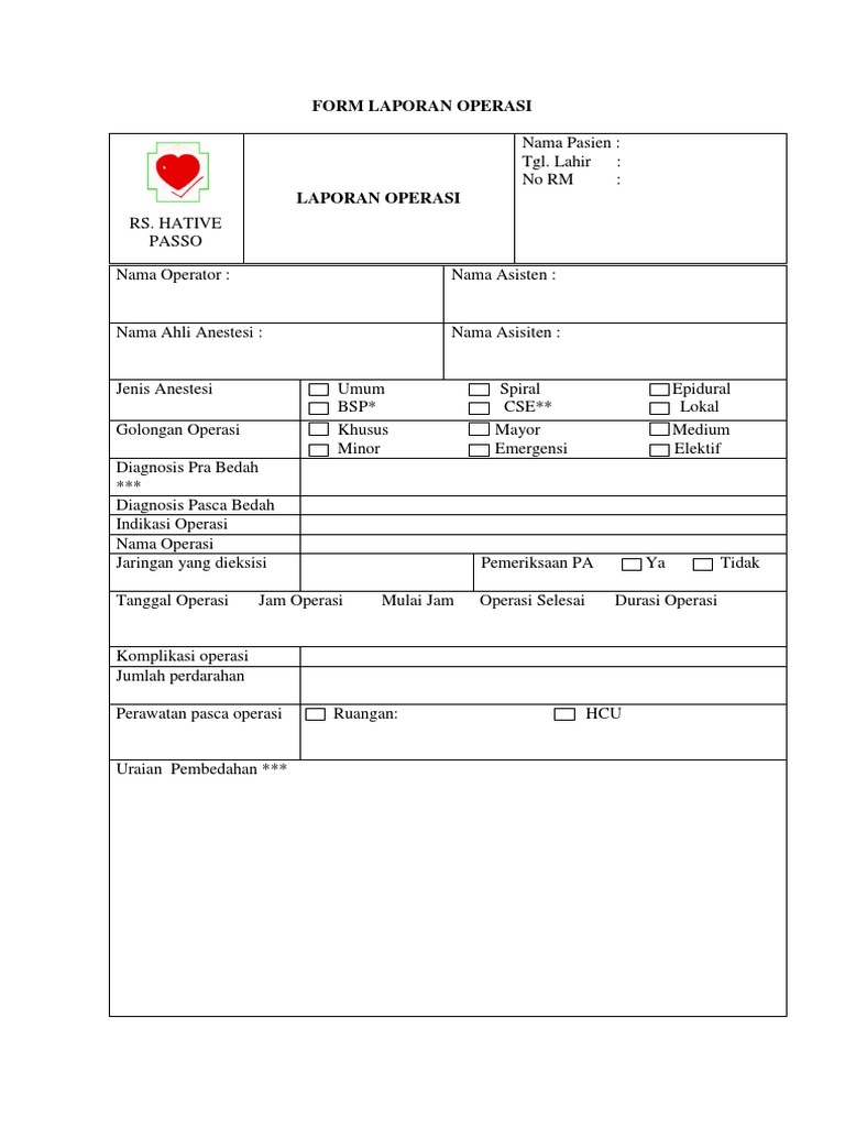 Form Laporan Operasi