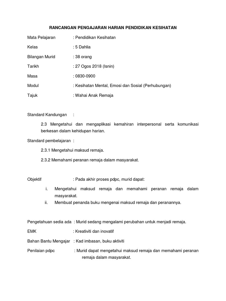 Pk Tahun 5 Wahai Anak Remaja Pdf