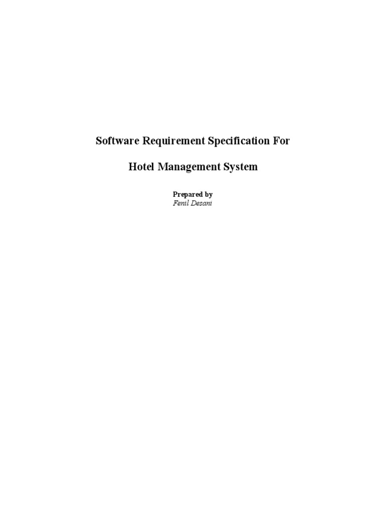Hotel Management System SRS Document | PDF | Point Of Sale ...