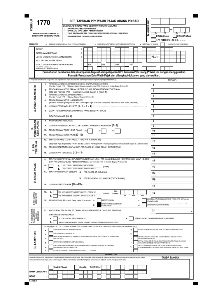 Form Perubahan Data Npwp Orang Pribadi