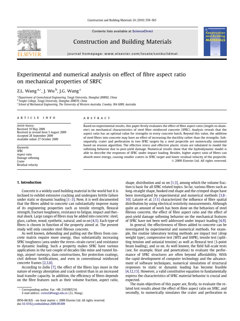 Effect of Aspect Ratio and Volume Fraction of Steel Fiber On The ...