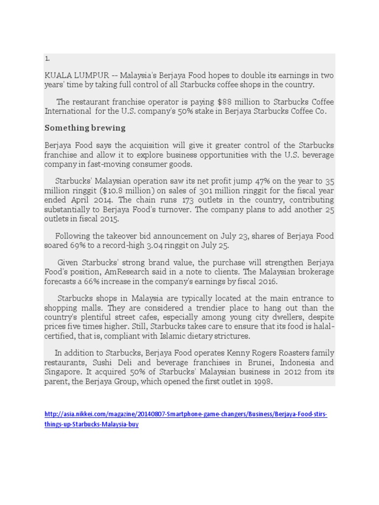 Critical Success Factors  PDF  Starbucks  Malaysia