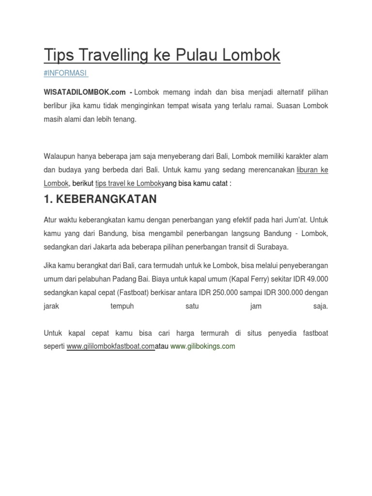 Tips Wisata Lombok