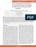 Teachers Career Performance in Secondary Education Case Study of Teachers Psychology Ethics Moral and Values in Dodoma m Tanzania