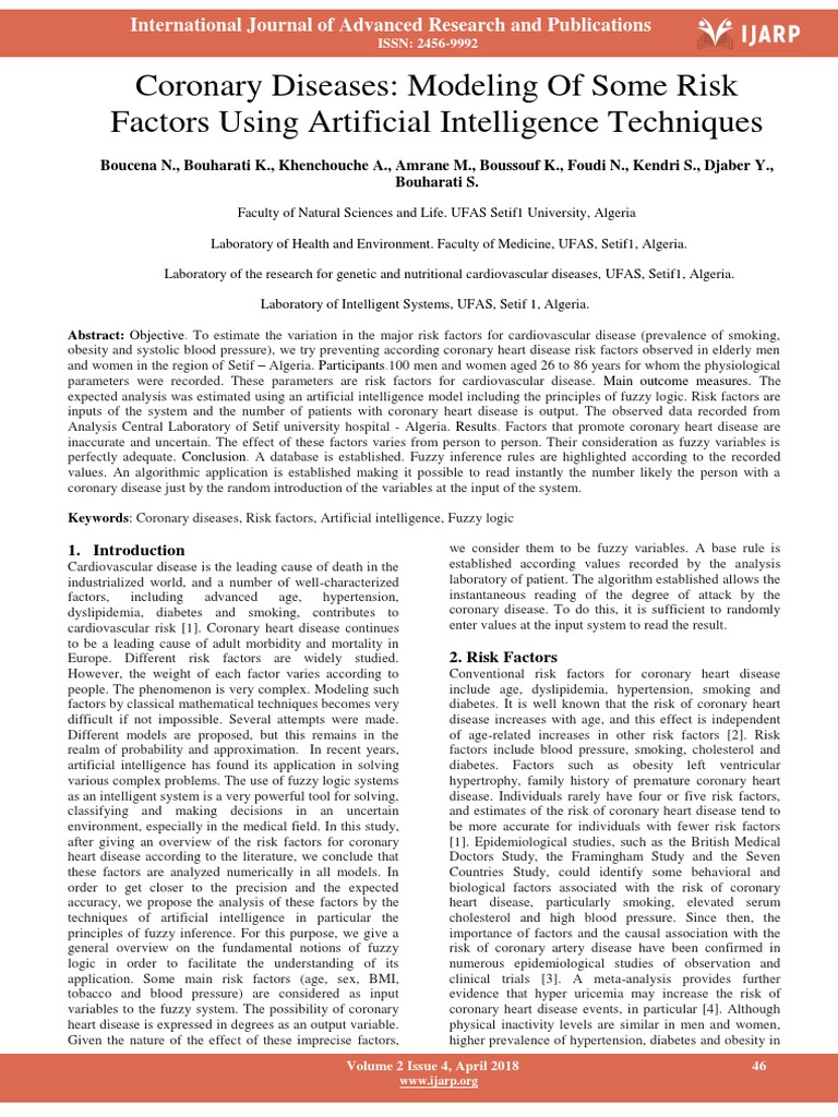 AI Modeling of Coronary Disease Risks | PDF | Fuzzy Logic ...