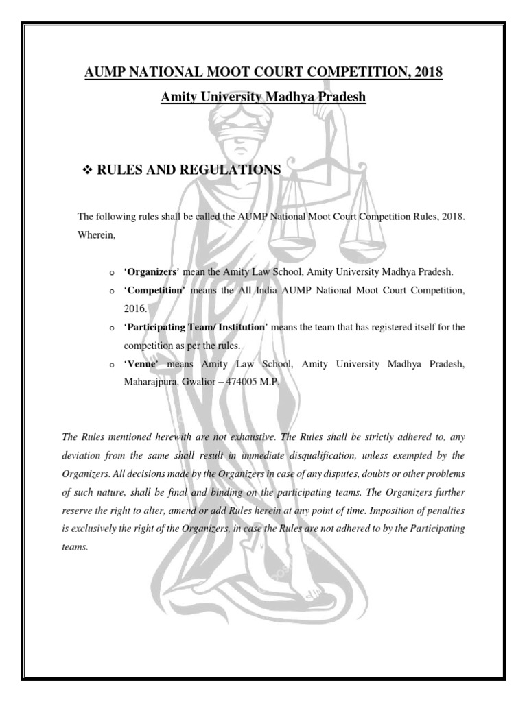 2nd AUMP National Moot Court Competition 2018 Rul…