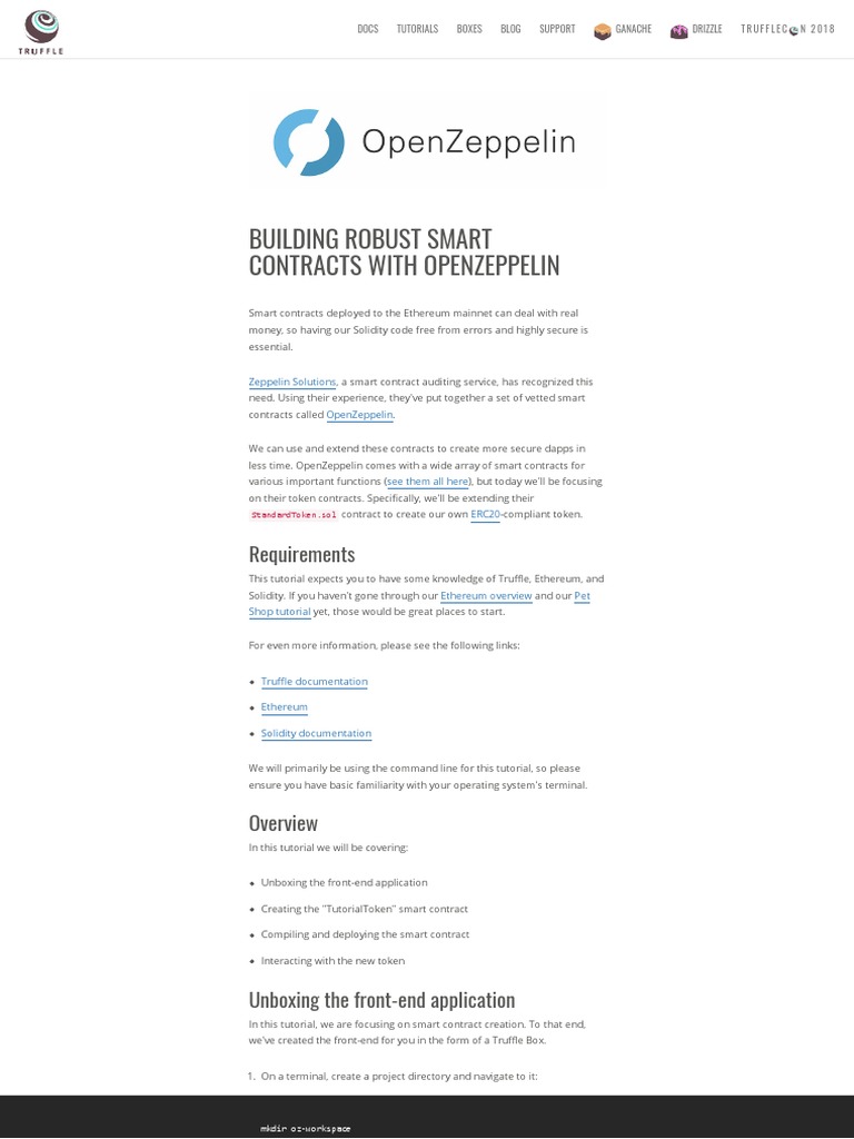 Robust Smart Contracts With Openzeppelin - Truffle Suite | PDF ...