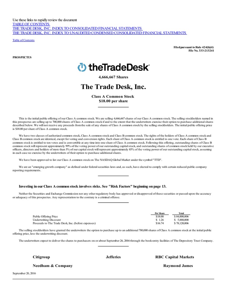 The Trade Desk, Inc. PDF Advertising Online Advertising