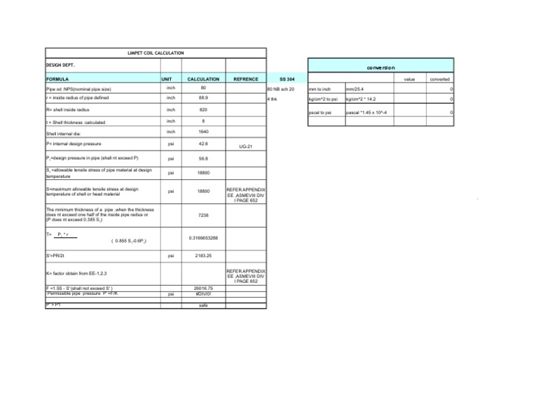 Docslide. Limpet Coil Calculation PDF Gas Technologies Pipe
