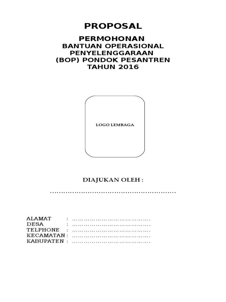 Contoh Proposal Bop Ponpes 2016