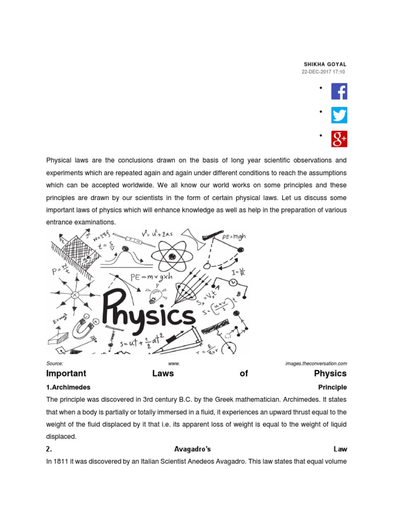 Physics Laws Pdf Gases Force