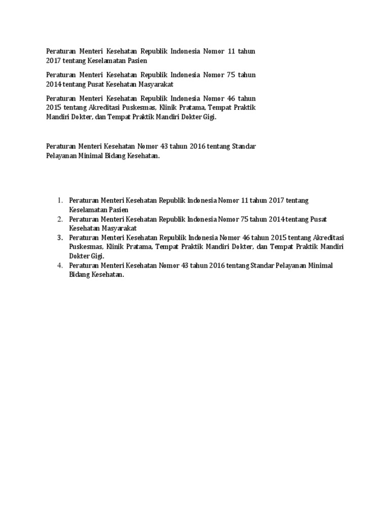 Peraturan Menteri Kesehatan Republik Indonesia Nomor 11 Tahun 2017