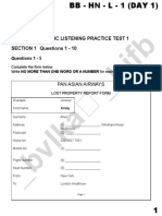 Beyond Belief: Academic Listening Practice Test 1 SECTION 1 Questions 1 - 10