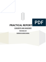 Practical Report On: Concrete and Masonry