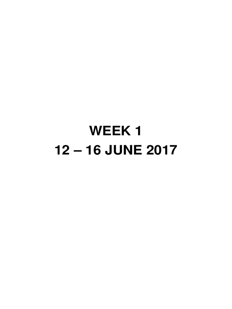 Week 1 Schedule Overview | PDF