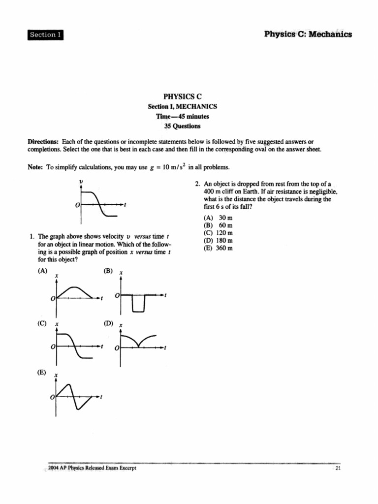 Ap Physics C E M 2004 Pdf Pdf