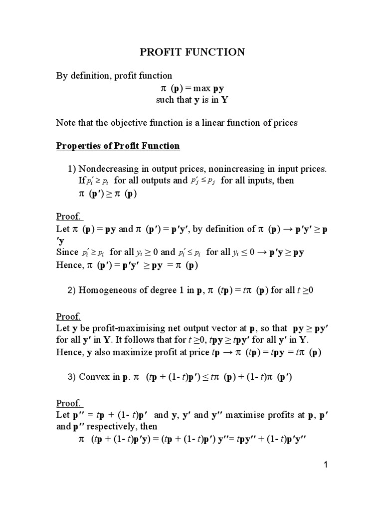 Properties of the Profit Function | PDF | Long Run And Short Run ...