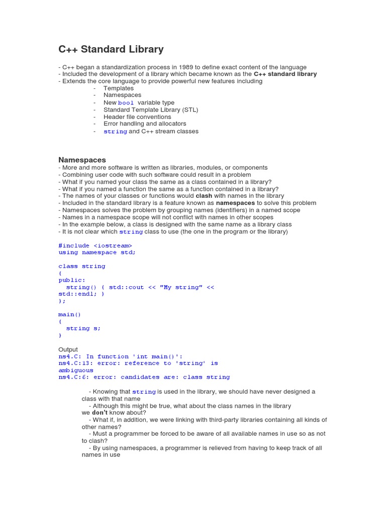C++ Standard Library | PDF | C++ | Namespace