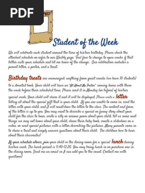 student of the week 2018