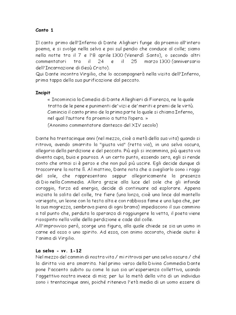 Divina Commedia, Canto 1 (Inferno)