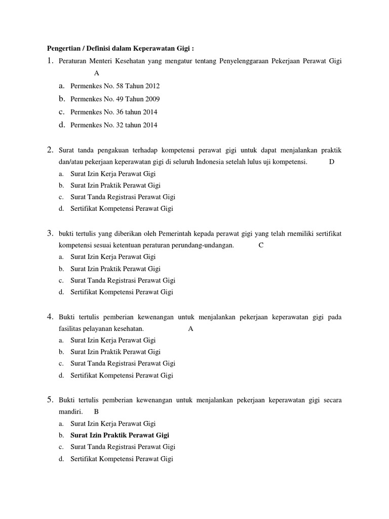 Soal Etika Keperawatan Gigi