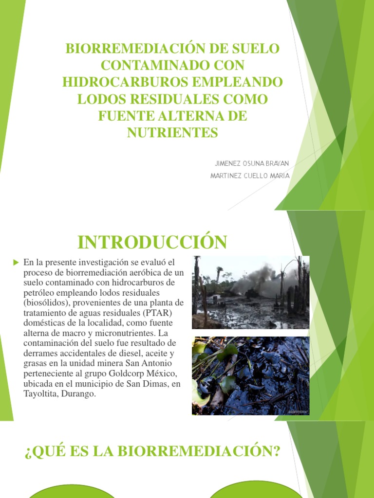 Biorremediación de Suelo Contaminado Con Hidrocarburos Empleando Lodos Gasolinera Contaminación