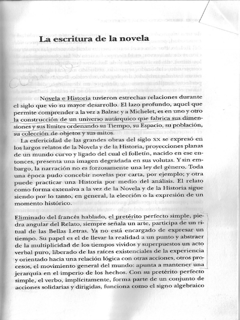Barthes La Escritura de La Novela PDF | PDF