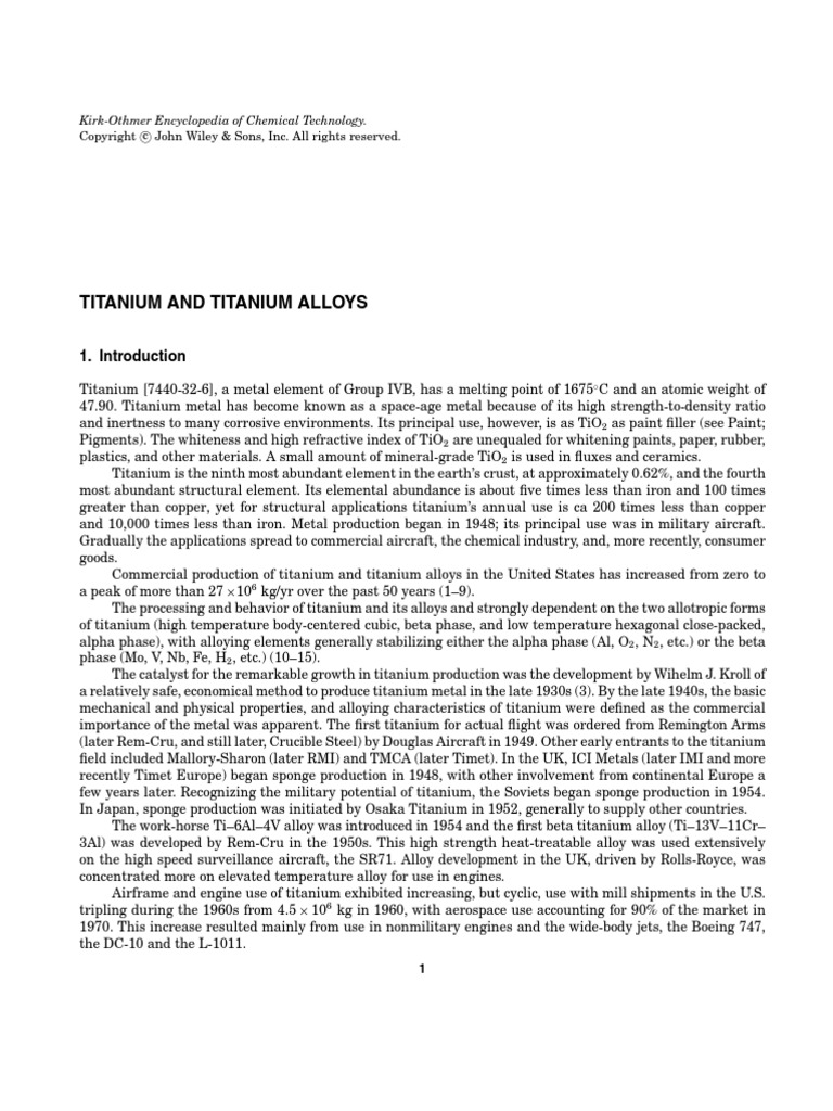 Titanium and Titanium Alloys PDF Titanium Titanium Dioxide