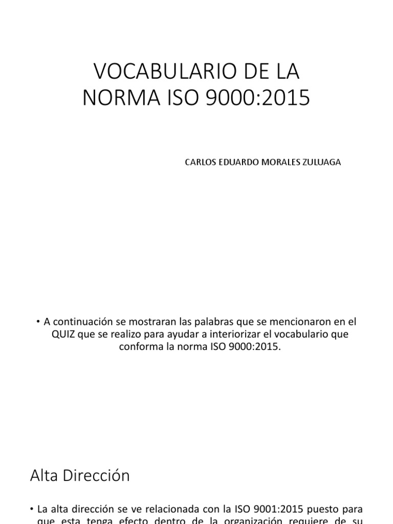 Vocabulario de La Norma Iso 9000 | PDF | Gestión de la calidad ...