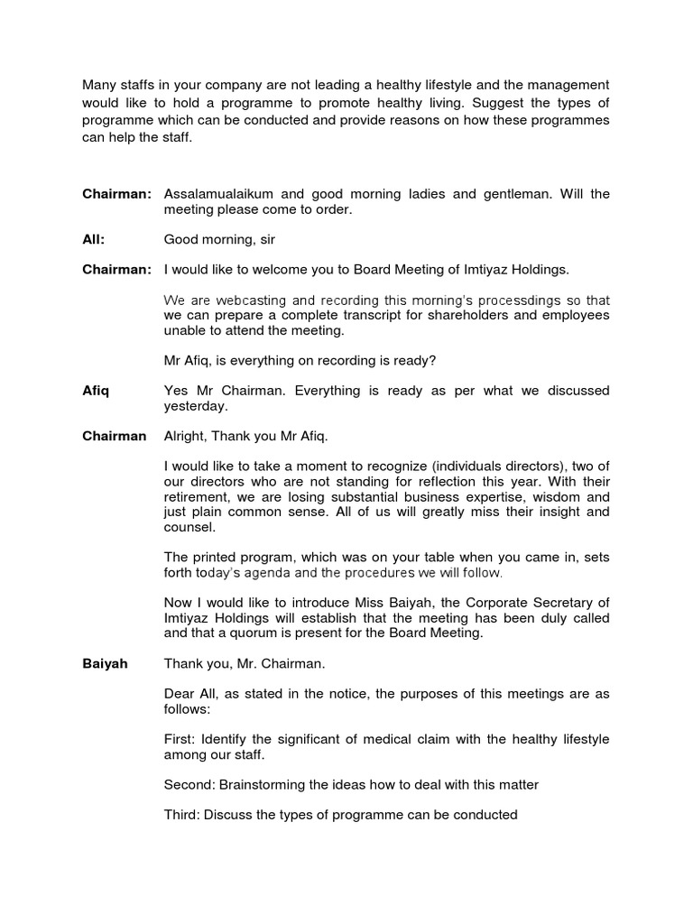 Mock Meetings Video Scripts Pdf
