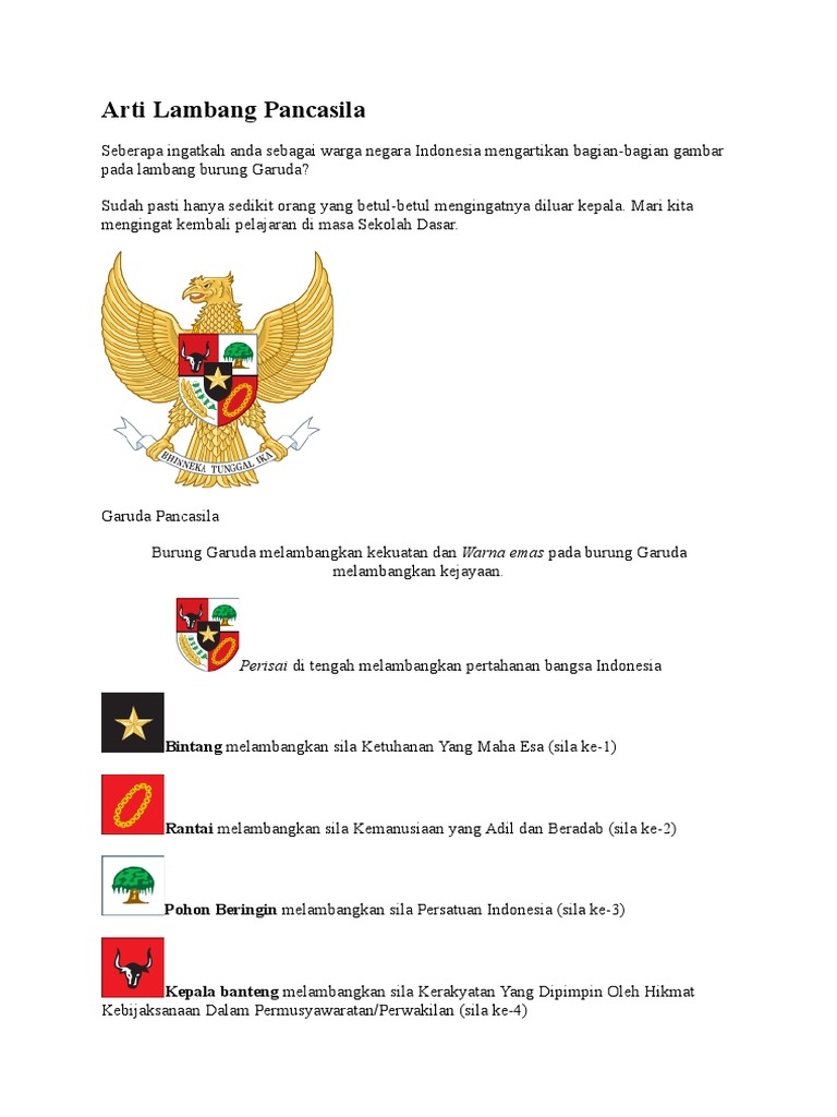 Gambar Burung Garuda Pancasila Dan Keterangannya Gambar Burung