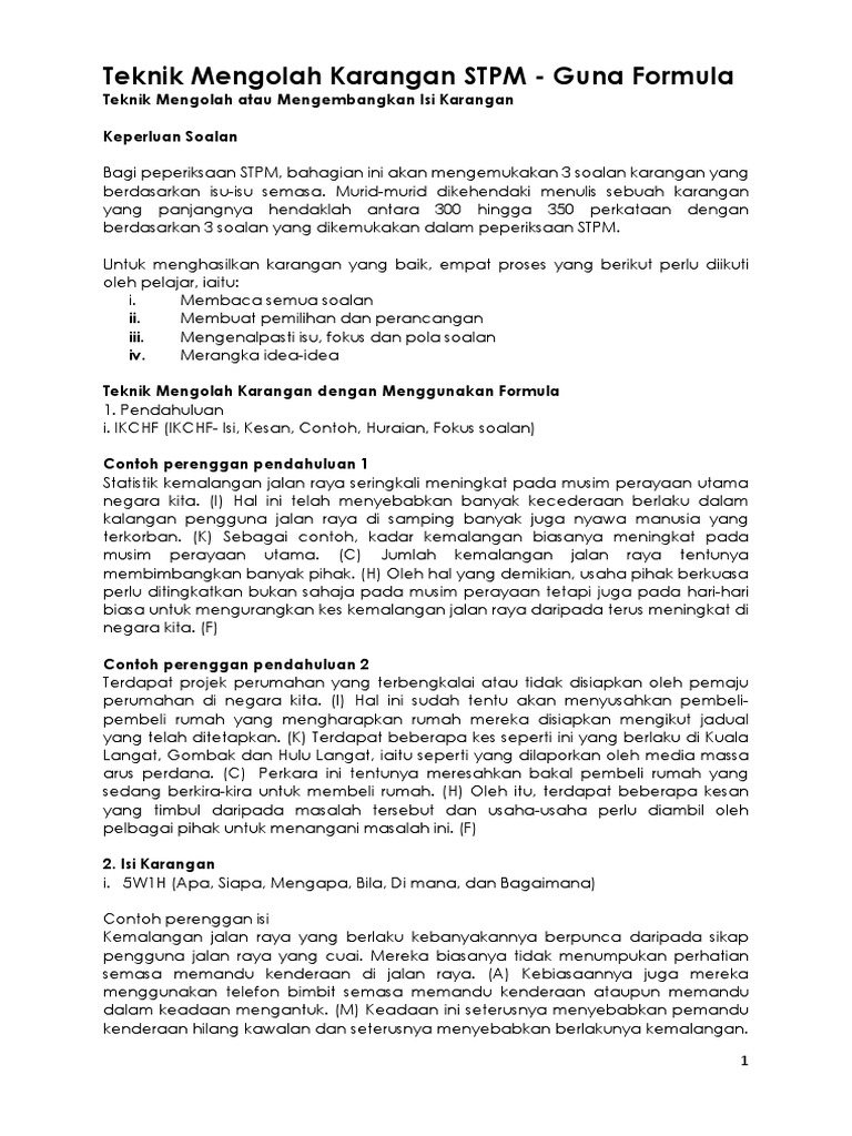 Teknik Mengolah Karangan Stpm Pdf