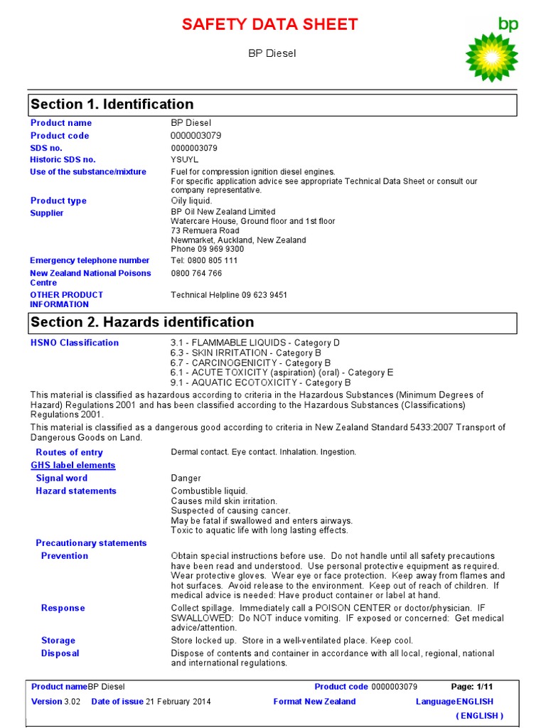 Msds Diesel PDF PDF Personal Protective Equipment Dangerous Goods