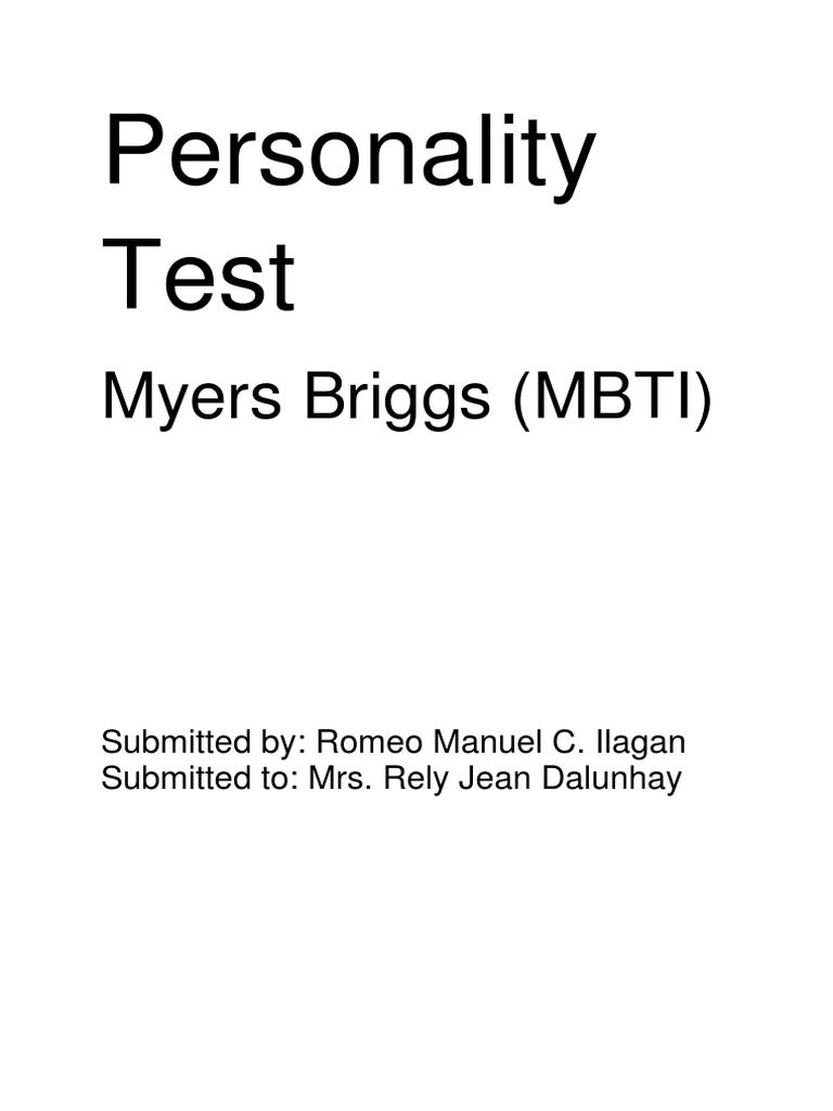 Myers-Briggs Personality Test Guide | PDF