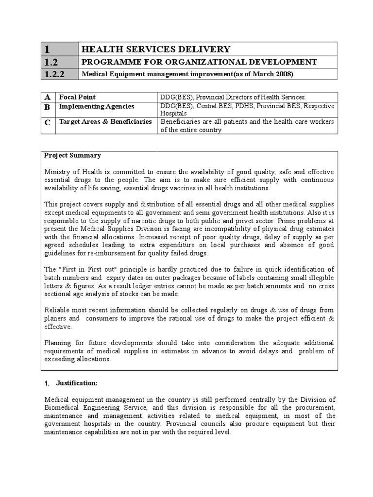 Medical Equipment Maintenance PDF Health Care Hospital