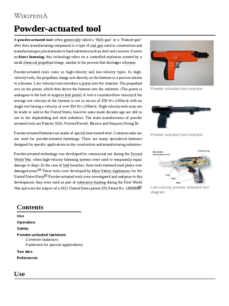 Powder Actuated Tool Firearms Tools