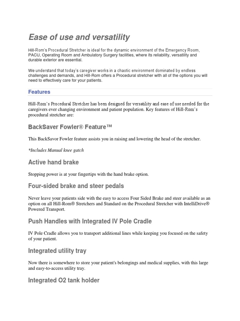 Hill rom procedural stretcher manual