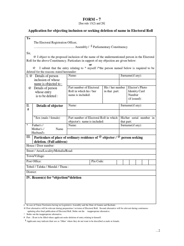Form7 Deletion | PDF | Government | Voting