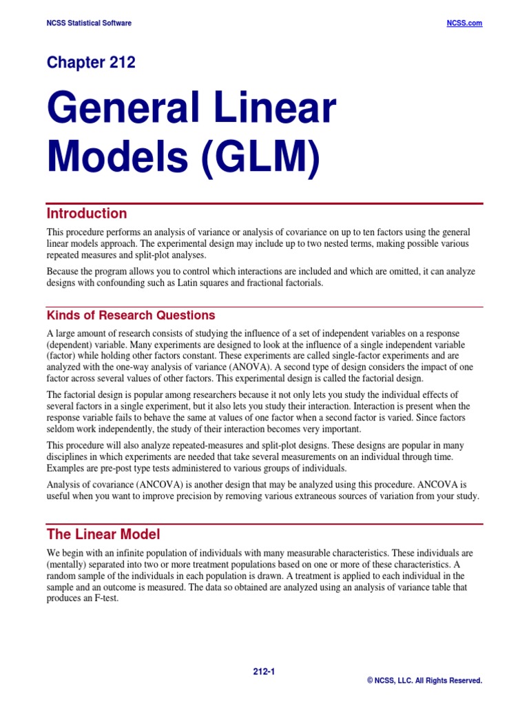 General Linear Models (GLM) | PDF | F Test | Errors And Residuals