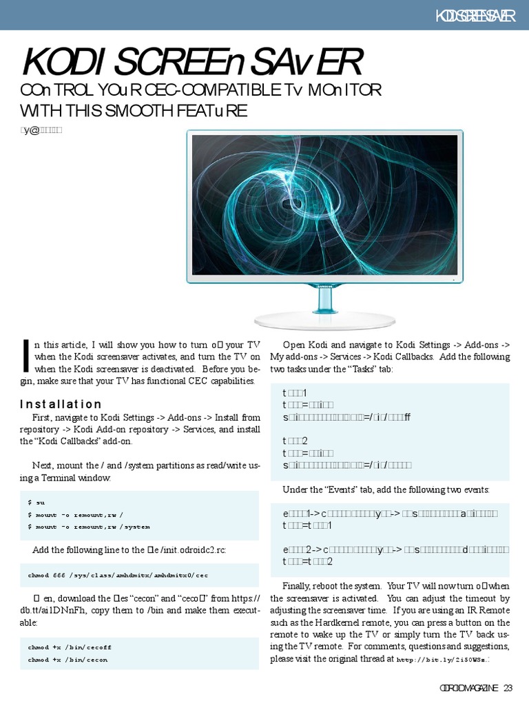 Kodi Screensaver: Control Your Cec-Compatible TV Monitor With This ...