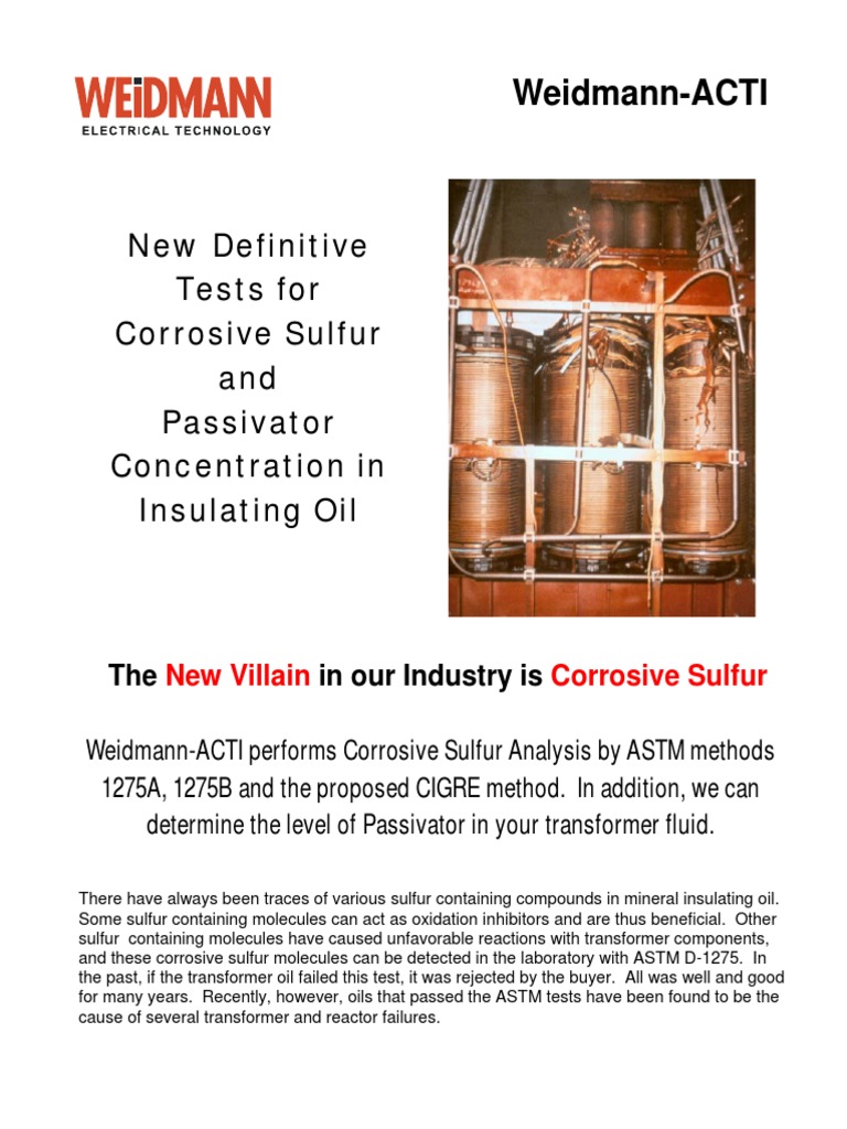 New Definitive Tests For Corrosive Sulfur PDF Sulfur Corrosion